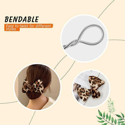 New Deft Bun Knotted Wire Hair Band Print Headband Twist Maker Hair Accessories - White 04