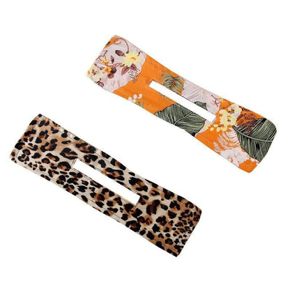 New Deft Bun Knotted Wire Hair Band Print Headband Twist Maker Hair Accessories - Orange 05