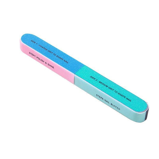 7 Way Professional Natural Nail File Straight Buffer Sanding Manicure Tools - 50 PCS