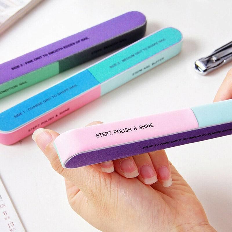 7 Way Professional Natural Nail File Straight Buffer Sanding Manicure Tools - 50 PCS