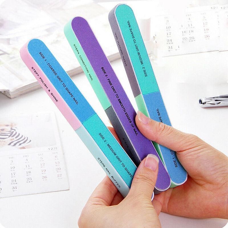 7 Way Professional Natural Nail File Straight Buffer Sanding Manicure Tools - 50 PCS