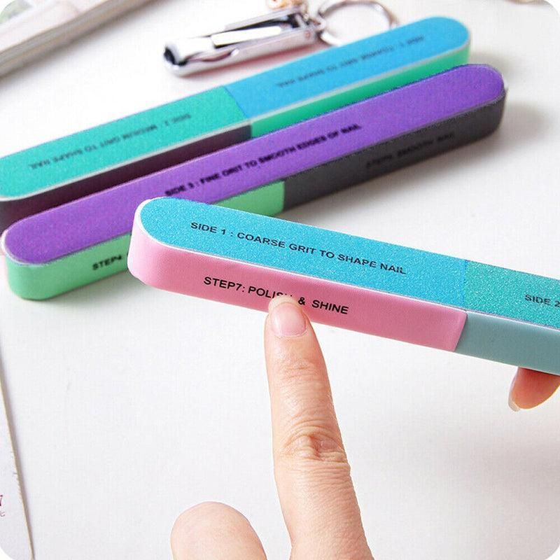 7 Way Professional Natural Nail File Straight Buffer Sanding Manicure Tools - 50 PCS