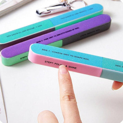 7 Way Professional Natural Nail File Straight Buffer Sanding Manicure Tools - 50 PCS