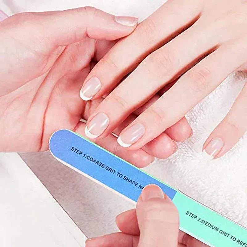 7 Way Professional Natural Nail File Straight Buffer Sanding Manicure Tools - 50 PCS