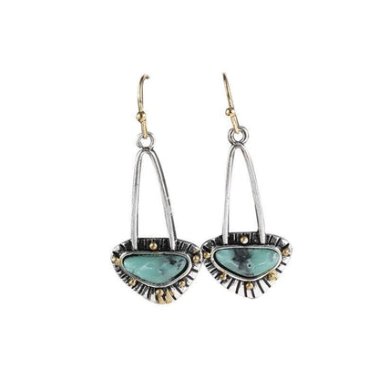 Retro Boho Turquoise Flower Earrings Hook Moonstone Dangle Drop Sapphire Women - 1240