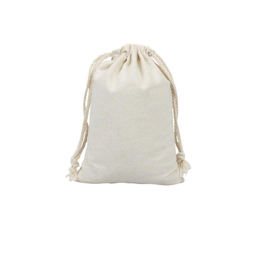 10X Canvas Cotton Drawstring Bags Linen Calico Tote Gift Storage Pouches - 25x35cm