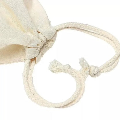 10X Canvas Cotton Drawstring Bags Linen Calico Tote Gift Storage Pouches - 25x35cm