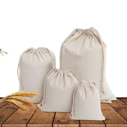 10X Canvas Cotton Drawstring Bags Linen Calico Tote Gift Storage Pouches - 25x35cm