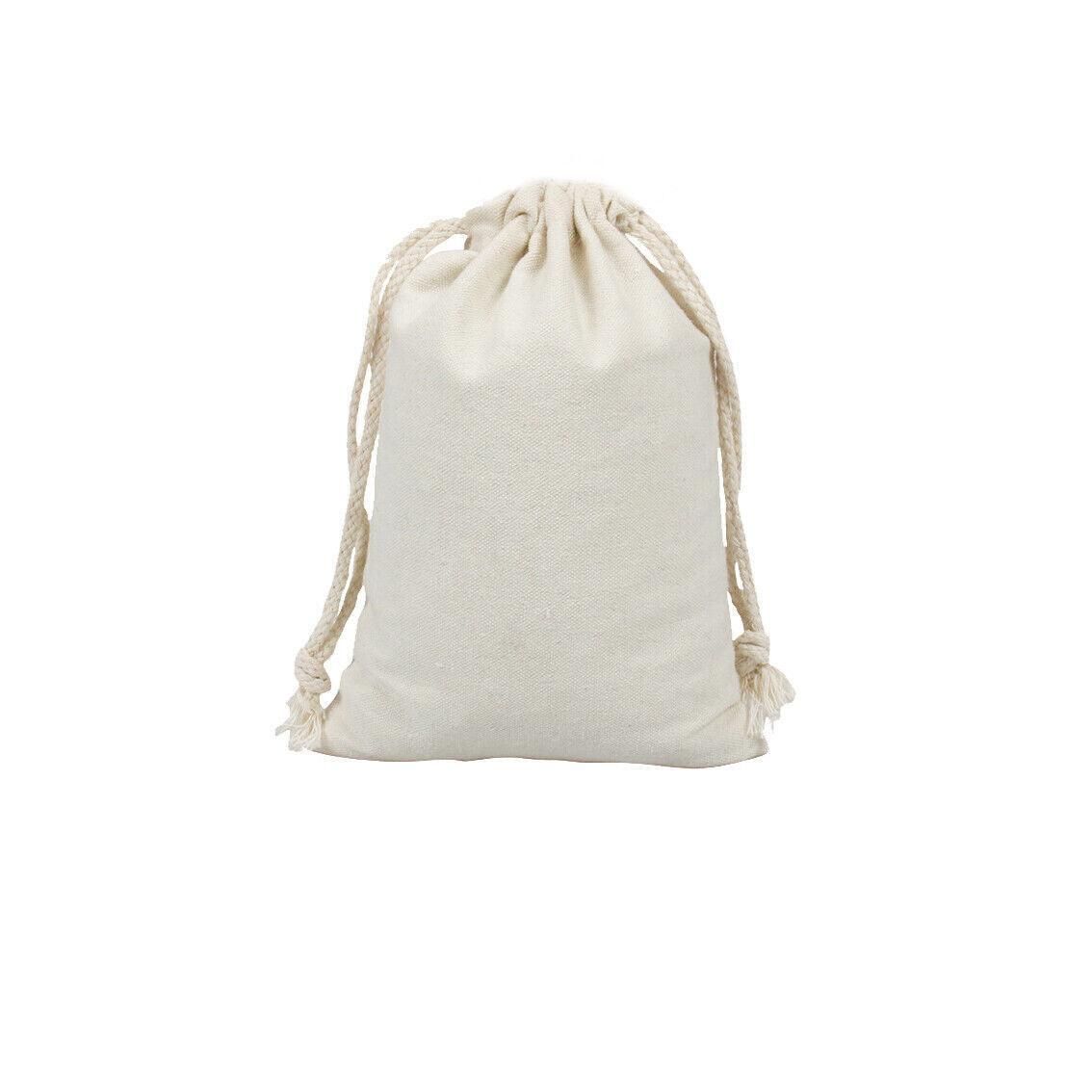 10X Canvas Cotton Drawstring Bags Linen Calico Tote Gift Storage Pouches - 25x35cm