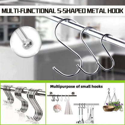 7cm Stainless Steel S Shape Hooks Kitchen Hanger Rack Clothes Hanging Plant Holders - 10PCS