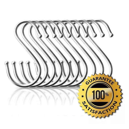 7cm Stainless Steel S Shape Hooks Kitchen Hanger Rack Clothes Hanging Plant Holders - 10PCS