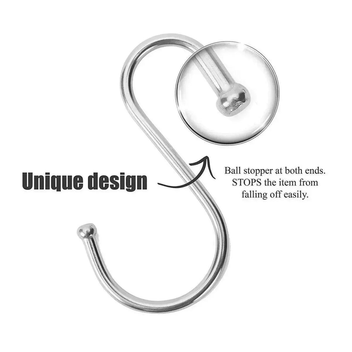 7cm Stainless Steel S Shape Hooks Kitchen Hanger Rack Clothes Hanging Plant Holders - 20PCS