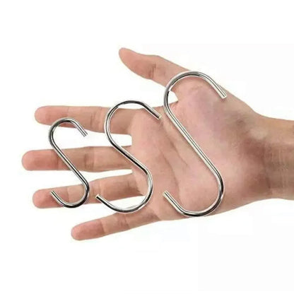 7cm Stainless Steel S Shape Hooks Kitchen Hanger Rack Clothes Hanging Plant Holders - 20PCS