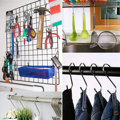7cm Stainless Steel S Shape Hooks Kitchen Hanger Rack Clothes Hanging Plant Holders - 20PCS