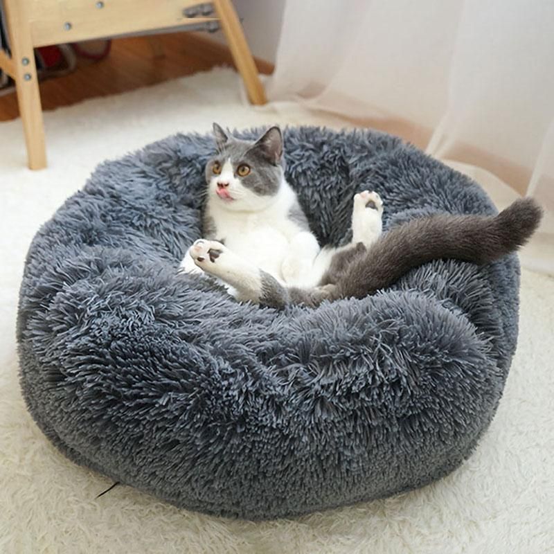 Coffee Cat Bed Pet Bed Dog Donut Nest Calming Deep Sleeping Soft Plush Kennel Washable - 100CM