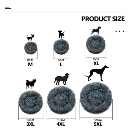 Coffee Cat Bed Pet Bed Dog Donut Nest Calming Deep Sleeping Soft Plush Kennel Washable - 60CM
