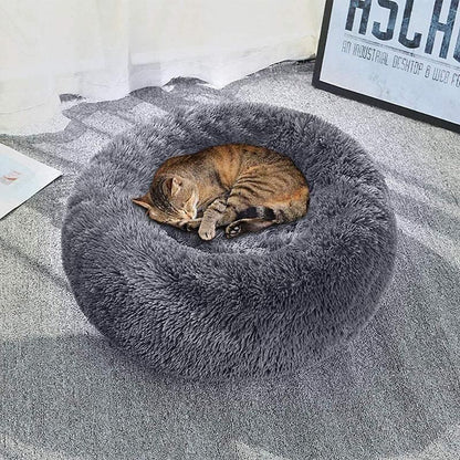 Coffee Cat Bed Pet Bed Dog Donut Nest Calming Deep Sleeping Soft Plush Kennel Washable - 60CM