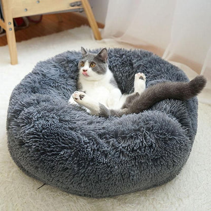 Coffee Cat Bed Pet Bed Dog Donut Nest Calming Deep Sleeping Soft Plush Kennel Washable - 60CM