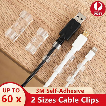 16PCS Cable Clips Management Holder Cord Wire Line Organizer Self-Adhesive L - L Size - White x 16 PCS
