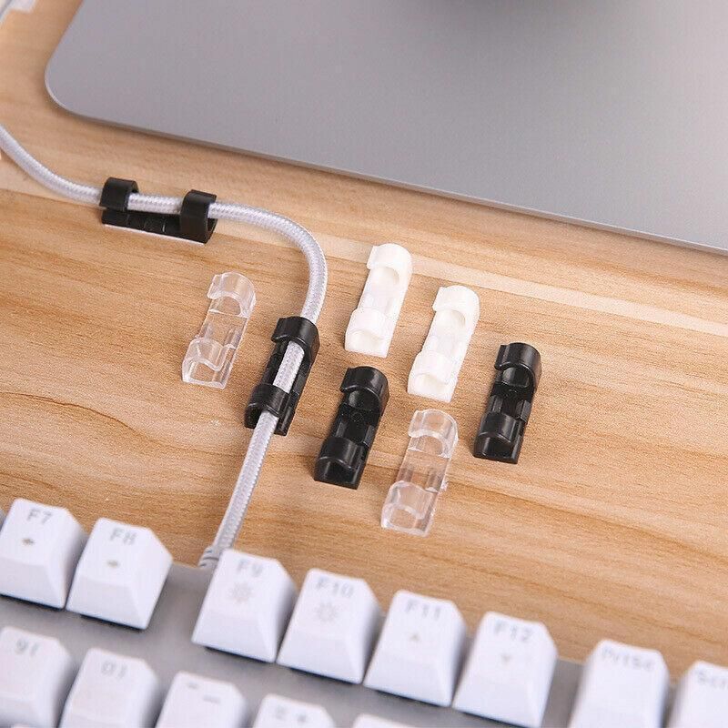16PCS Cable Clips Management Holder Cord Wire Line Organizer Self-Adhesive L - L Size - Black x 16 PCS