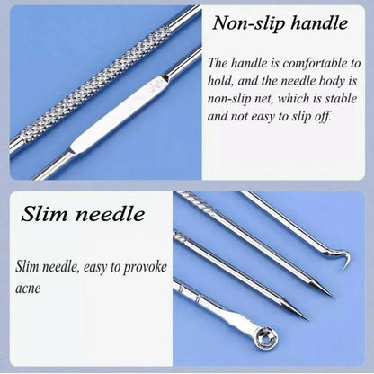 Stainless Steel Blackhead Remover Tools Set with Pimple Extractors 4 Pieces - Gold