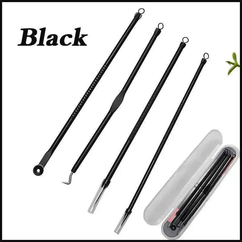 Stainless Steel Blackhead Remover Tools Set with Pimple Extractors 4 Pieces - Gold