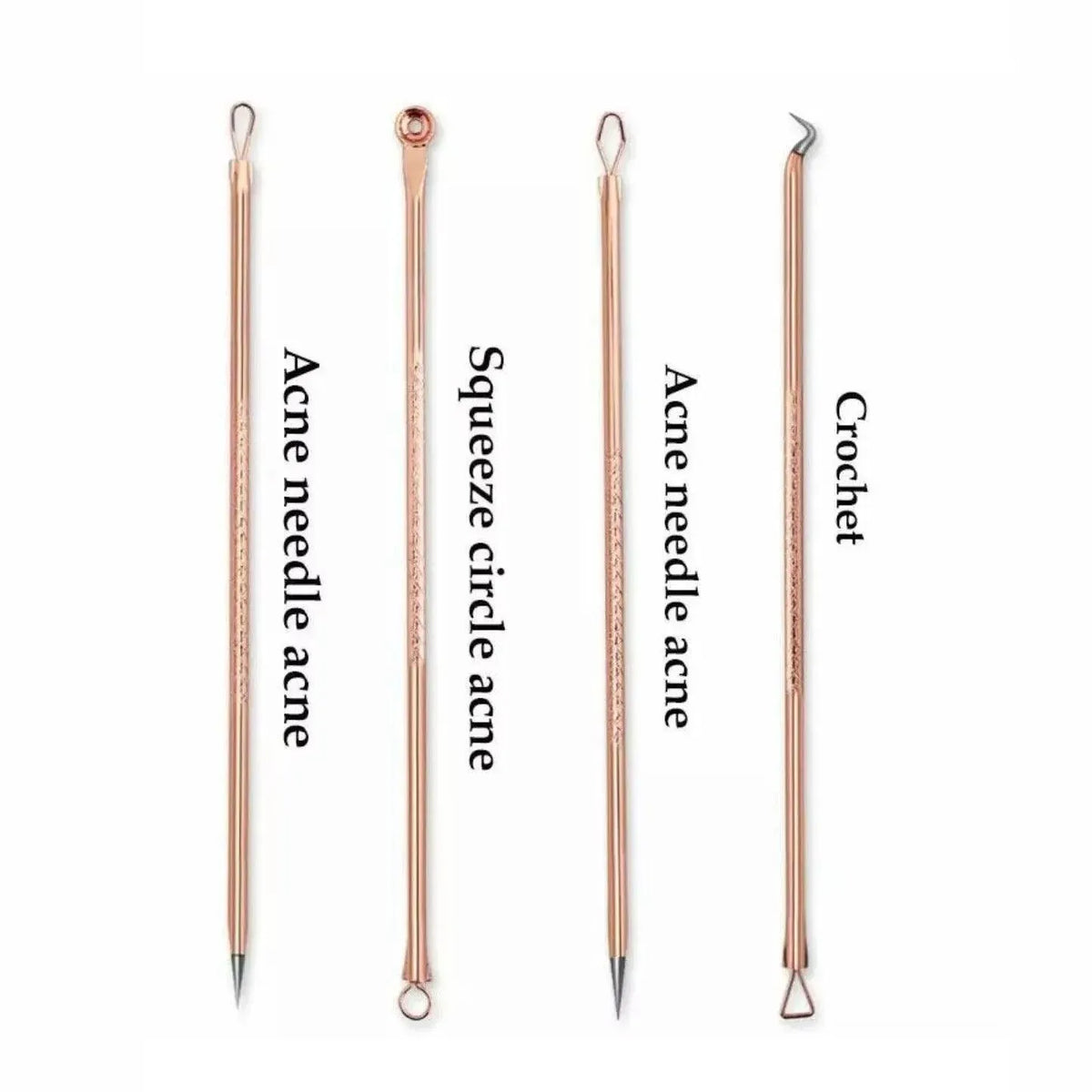 Stainless Steel Blackhead Remover Tools Set with Pimple Extractors 4 Pieces - Black