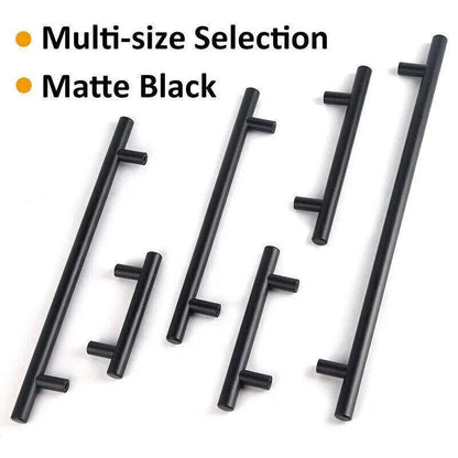 Silver Kitchen Cabinet Door Handles Matte Black Stainless Steel Door Drawer Pull T Bar - 300mm/192mm