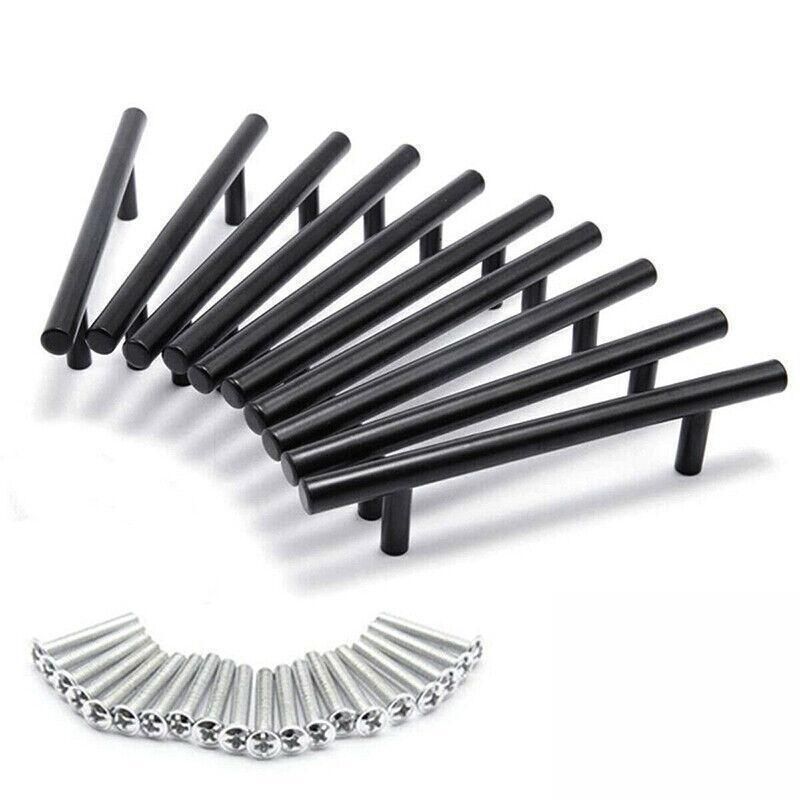 Silver Kitchen Cabinet Door Handles Matte Black Stainless Steel Door Drawer Pull T Bar - 450mm/288mm
