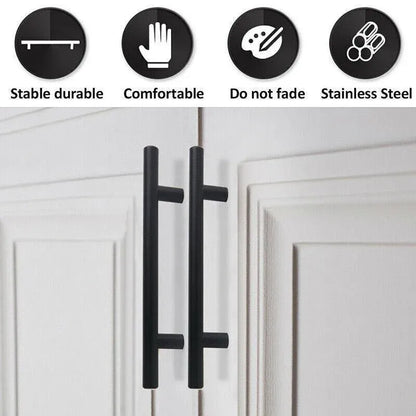 Silver Kitchen Cabinet Door Handles Matte Black Stainless Steel Door Drawer Pull T Bar - 450mm/288mm