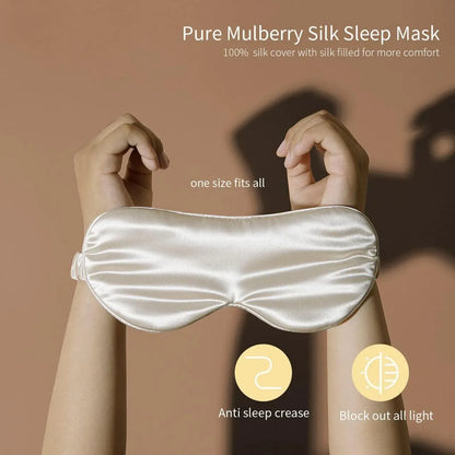 Pure Soft Silk Eyeshade Blindfold Sleep Eye Mask Cover Light Shade Travel Relax - Gold Dust