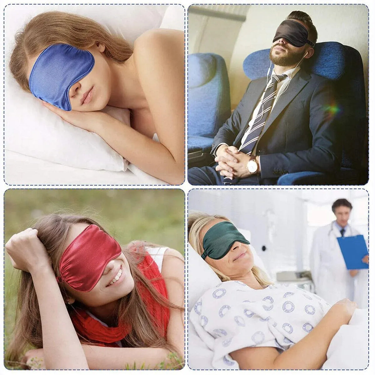 Pure Soft Silk Eyeshade Blindfold Sleep Eye Mask Cover Light Shade Travel Relax - White