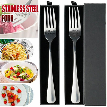 Engraved Stainless Steel Fork with Gift Box Love Message Utensil for Couples Present - A.I forking love you