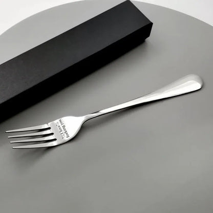 Engraved Stainless Steel Fork with Gift Box Love Message Utensil for Couples Present - B.I love forking you
