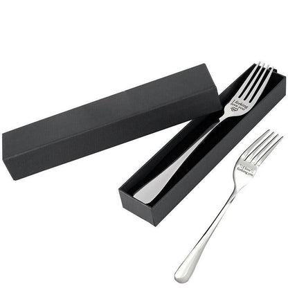 Engraved Stainless Steel Fork with Gift Box Love Message Utensil for Couples Present - 2pcs/Set(A+B)