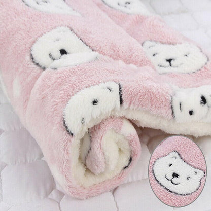 M Size Puppy Dog Cat Cushion Mattress Blanket Bed Soft Warm Pet Pad Winter Kennel House - Blue Whitestar