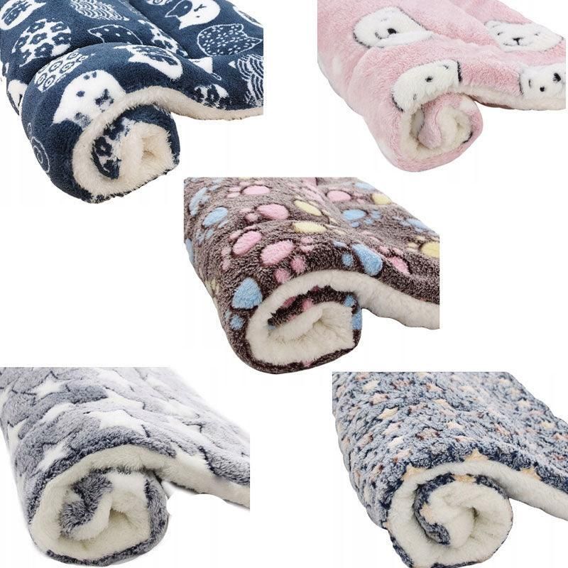 L Size Puppy Dog Cat Cushion Mattress Blanket Bed Soft Warm Pad Winter Kennel House - Blue Brownstar