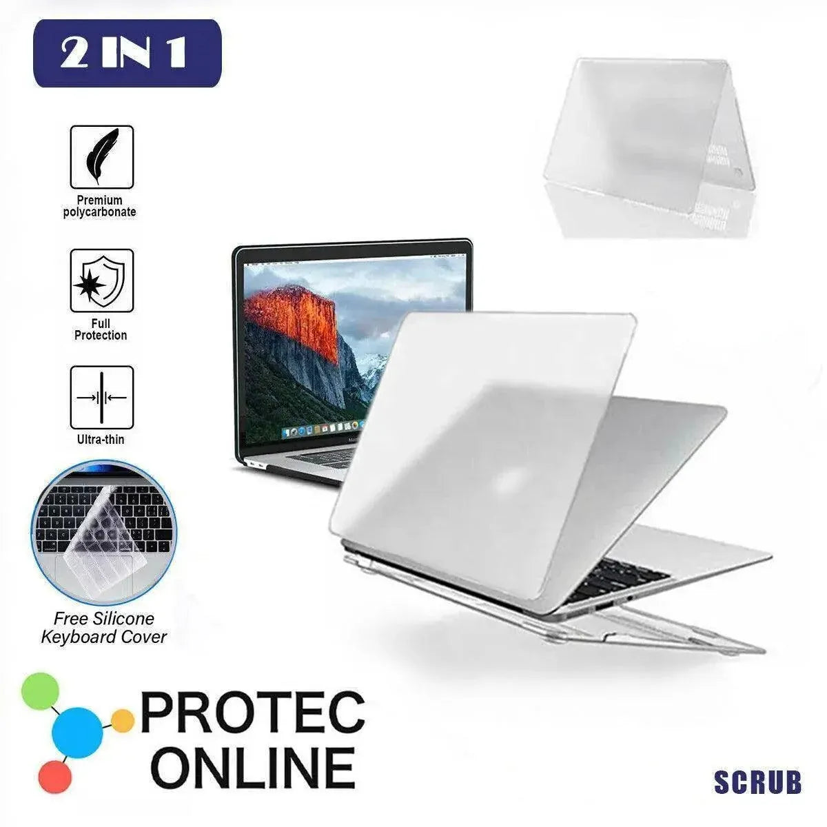 Frosted Transparent Case with Keyboard Cover for MacBook 13 to 16 Inch - Mackbook 13.3 Air (A1369/A1466)