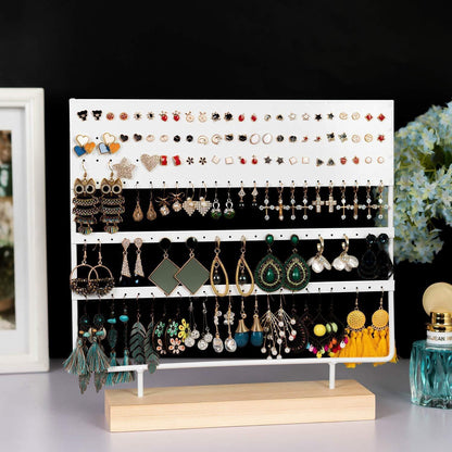 Earring Stand Display Rack 3-Tier Ear Stud Holder Jewelry Organizer 144 Holes - Black