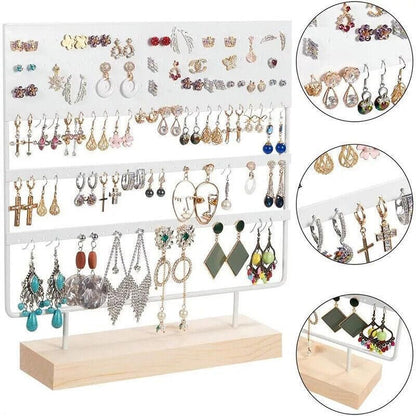 Earring Stand Display Rack 3-Tier Ear Stud Holder Jewelry Organizer 144 Holes - Black