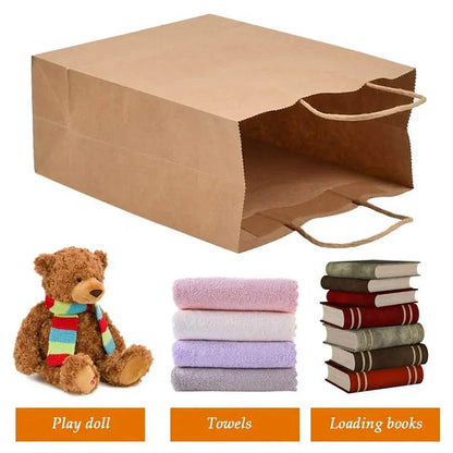 50X Kraft Paper Bags Gift Shopping Carry Craft Brown Bag With Handles - XXL-42cmx31cmx13cm