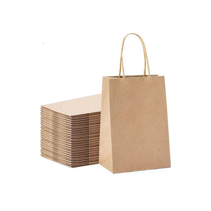 50X Kraft Paper Bags Gift Shopping Carry Craft Brown Bag With Handles - XXL-42cmx31cmx13cm