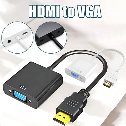 Jasoz 1080P Hdmi Male To Vga Female Video Adapter Cable Converter Chipset - White