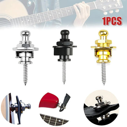 1PC Buttons Straplocks Bass Replacement Strap Locks Electric Acoustic Guitar - Silver