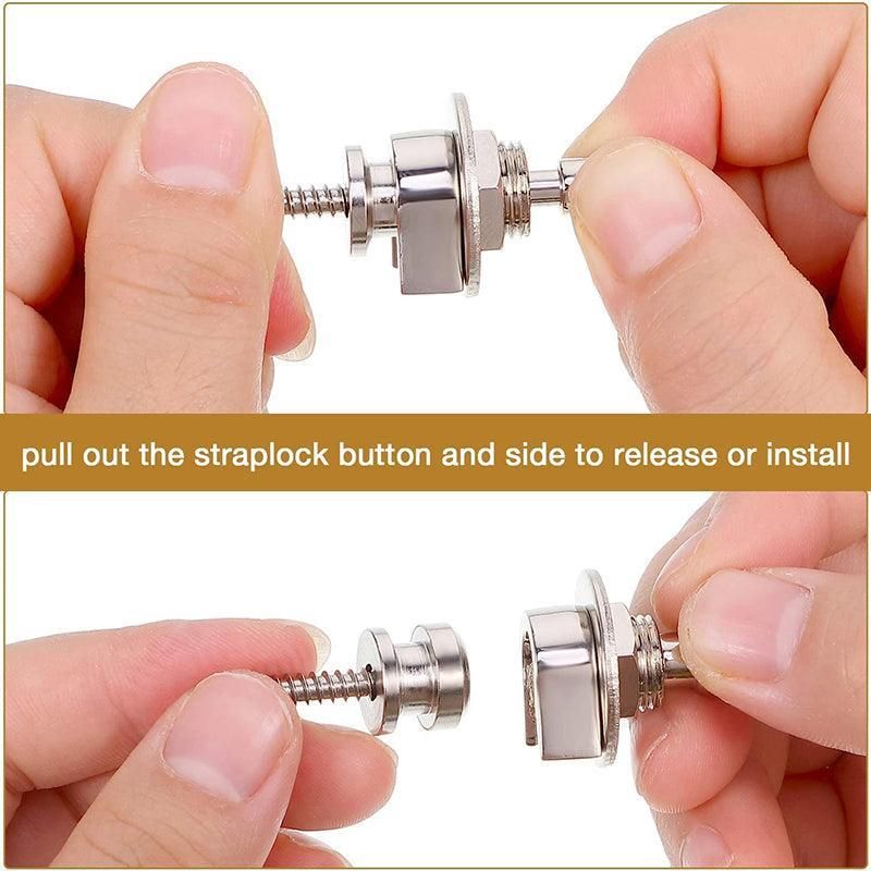 1PC Buttons Straplocks Bass Replacement Strap Locks Electric Acoustic Guitar - Black