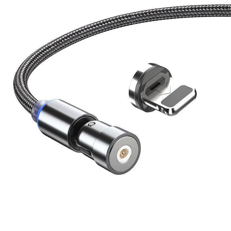 540 Degree Rotating Magnetic Charging Cable USB Data Cord for iPhone 1m 2m 3m - 1m