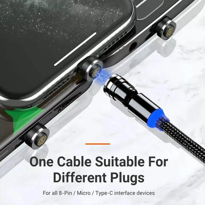 540 Degree Rotating Magnetic Charging Cable USB Data Cord for iPhone 1m 2m 3m - 1m