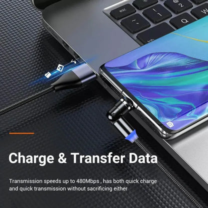 540 Degree Rotating Magnetic Charging Cable USB Data Cord for iPhone 1m 2m 3m - 1m