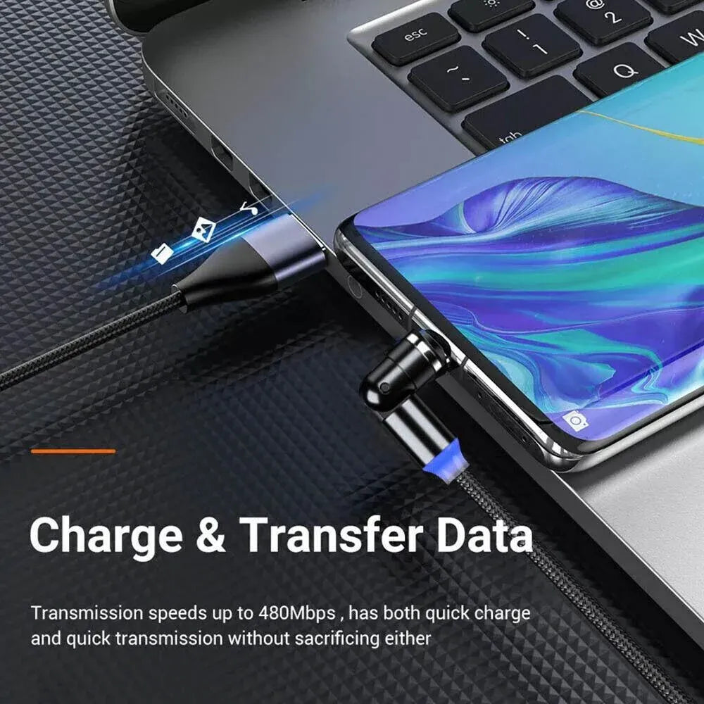 540 Degree Rotating Magnetic Charging Cable USB Data Cord for iPhone 1m 2m 3m - 2m