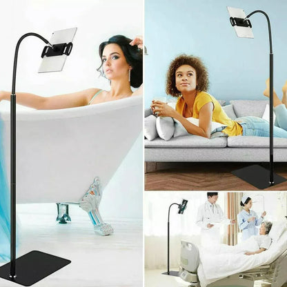 Adjustable Floor/Desk Stand Bed Lazy Mount Holder Arm Bracket For Phone Tablet - Floor Stand (135cm&Black)